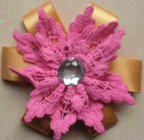 Corpete da flor artificial do laço do algodão tecido para a roupa, flores tecidas feitos a mão