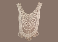 Marfim mão bordado Dyeable 100 algodão Crochet Lace gola tecido para vestuário de senhora