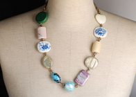 Mulheres personalizado colorido cerâmica artesanais colares de contas, as mulheres artesanal colares