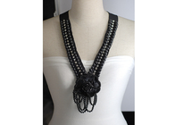 Camisola preto flor Chunky colares frisados feitos à mão para senhora