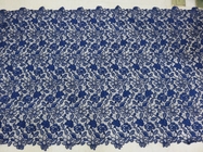 Os azuis marinhos Cord o Handwork bordado floral da tela do laço para o vestido da mulher
