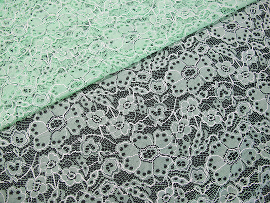 Teste padrão de flor bordado do verde da tela do laço do algodão nylon durável feito sob encomenda