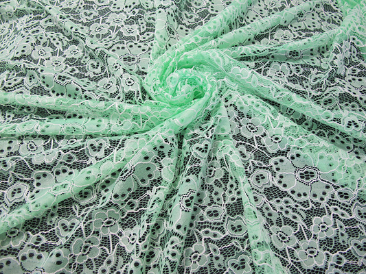 Teste padrão de flor bordado do verde da tela do laço do algodão nylon durável feito sob encomenda