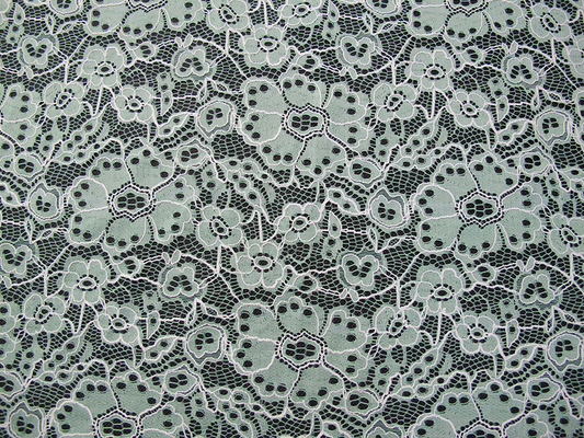 Teste padrão de flor bordado do verde da tela do laço do algodão nylon durável feito sob encomenda