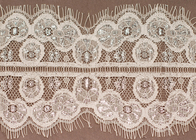 Largo branco grande Eyelash Nylon Lace Trim franja de tecido para Apparels feminino
