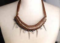 Personalizados marrom malha frisada colar colares, colares artesanais