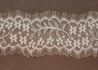Branco algodão OEM flor decorativa Eyelash escalopados Lace Trim tecido