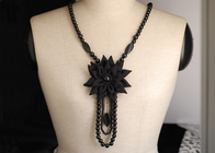Single Strand corpete preto flor jóias tecido artesanal Necklacesfor mulheres