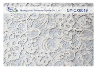 A flor branca bordou o algodão da tela do laço/CY-CX0019 de nylon/metálico