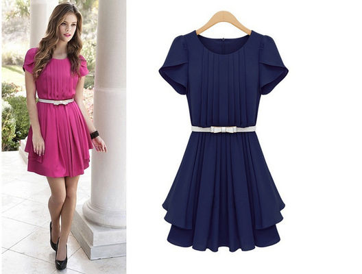 Vestidos modestos do verão sem mangas da roupa ocasional de mulheres de adultos com correia