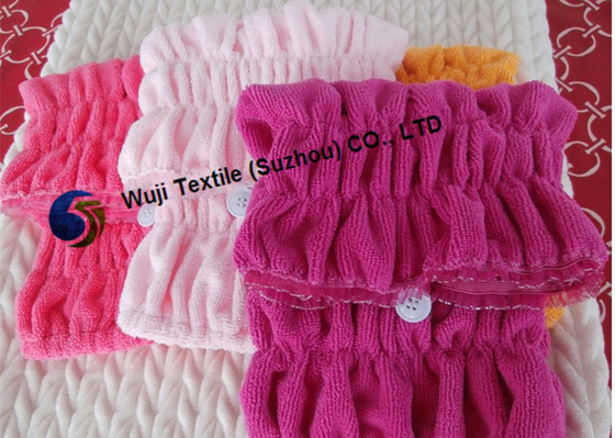 turbante de secagem personalizado 37*16cm do cabelo da impressão e do bordado com laço