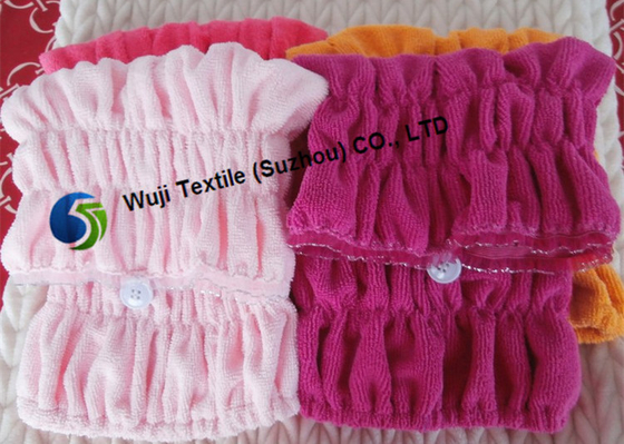 turbante de secagem personalizado 37*16cm do cabelo da impressão e do bordado com laço