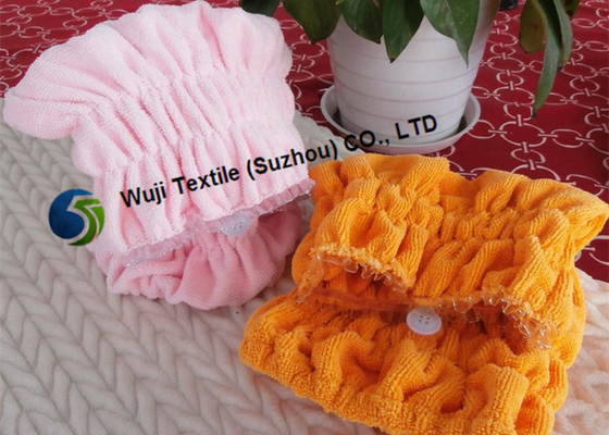 turbante de secagem personalizado 37*16cm do cabelo da impressão e do bordado com laço