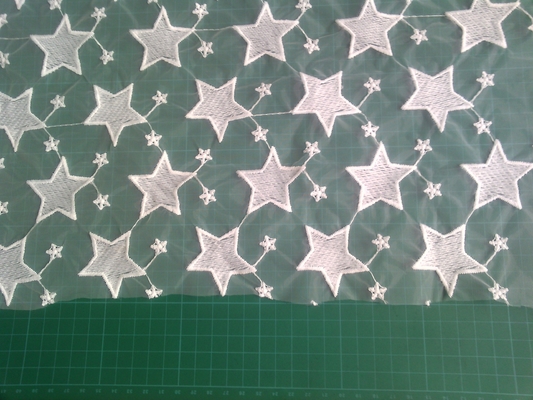 O organza de Qmilch do Pentagram bordou a tela do laço, tela do laço da estrela