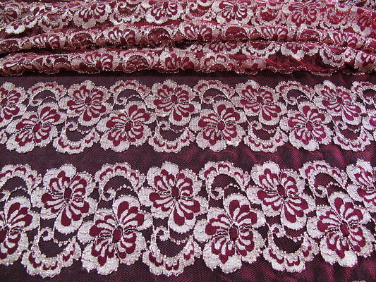 Tingidura Eco-amigável da tela elástica floral ondulada do laço para o vestido de noite CY-DK0037
