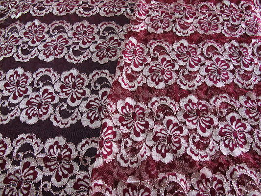 Tingidura Eco-amigável da tela elástica floral ondulada do laço para o vestido de noite CY-DK0037