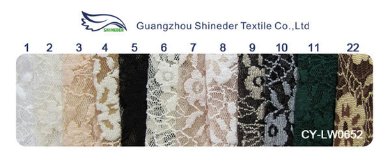 AZO Stretchable escovado floral do marfim elástico da tela do laço que tinge livre CY-LW0652