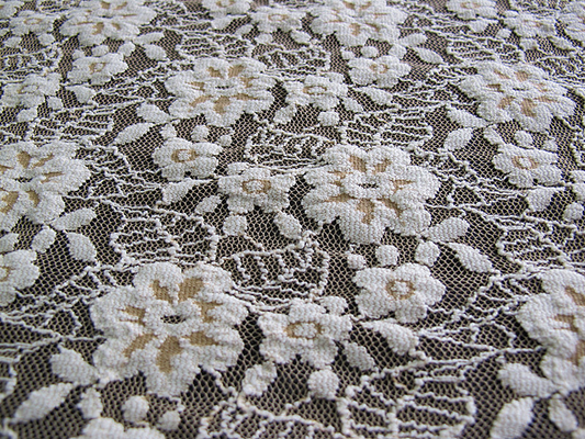 AZO Stretchable escovado floral do marfim elástico da tela do laço que tinge livre CY-LW0652