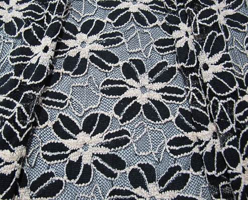 Preto/branco fez malha a tela elástica do laço para a senhora Vestuário Girassol Teste padrão CY-DK0008