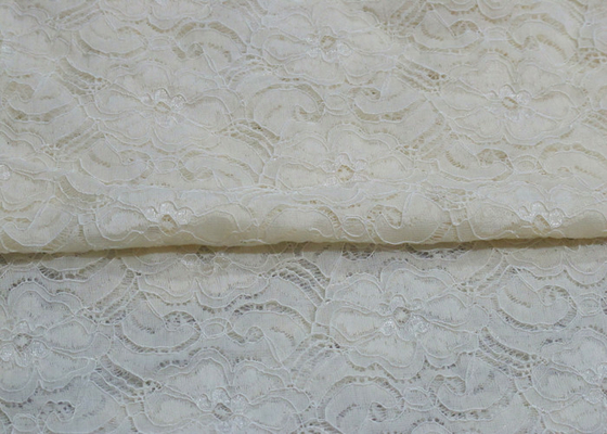 Tela de nylon CY-LW0783Y elegante bonito do Spandex do laço elástico branco