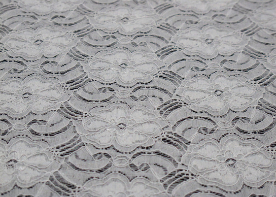 Tela de nylon CY-LW0783Y elegante bonito do Spandex do laço elástico branco