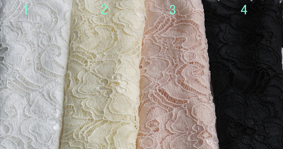 Tela de nylon CY-LW0783Y elegante bonito do Spandex do laço elástico branco
