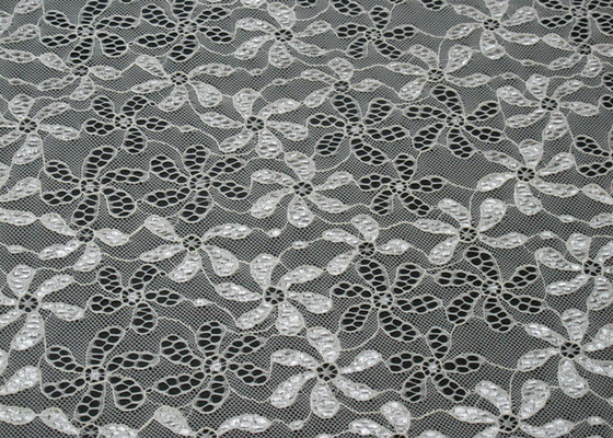 Nylon de 90% + tela elástica do laço da flor do Spandex de 10% para o Nightwear CY-LW0795