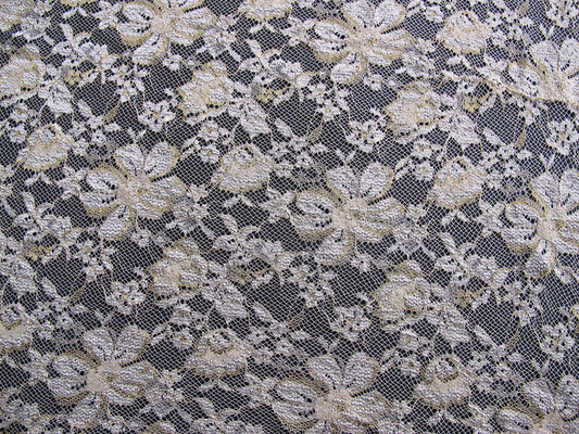 Tela floral maioria metálica Scalloped preto CY-LW0060 de tingidura Eco-Amigável do laço
