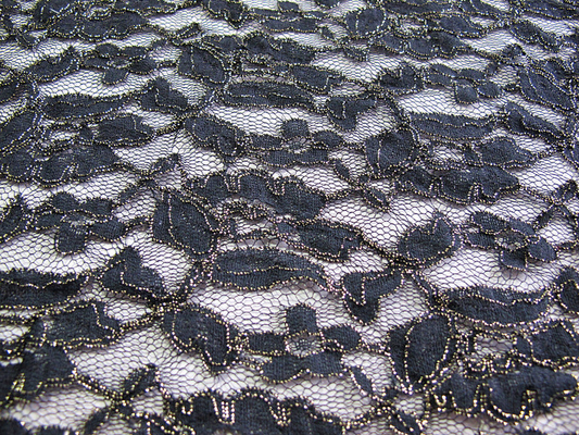 O ouro de nylon do algodão dos azuis marinhos metálico faz crochê a tela do laço pela jarda