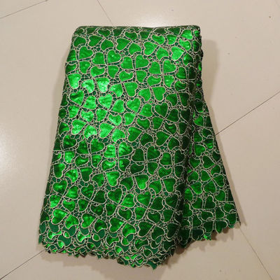Tela bordada do laço para o vestido de casamento, verde