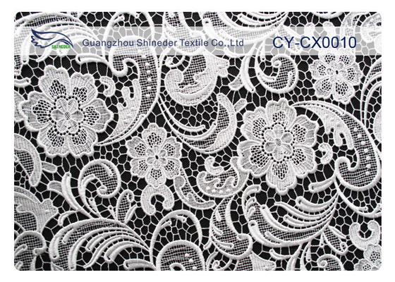 Tela bordada Eco-Amigável do laço, tecido de algodão de nylon CY-CX0010 do laço