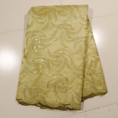 Tela bordada ouro do laço para o vestido de casamento, vestuário