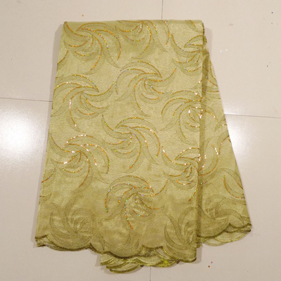 Tela bordada ouro do laço para o vestido de casamento, vestuário