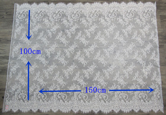 Guarnição de nylon macia do laço da pestana do algodão, tela do laço do branco de vestido do casamento