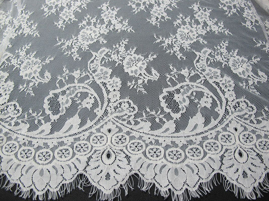 Guarnição de nylon macia do laço da pestana do algodão, tela do laço do branco de vestido do casamento