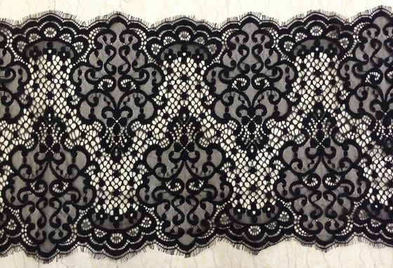 Aparamento preto Scalloped nylon do laço da pestana para o vestuário decorativo