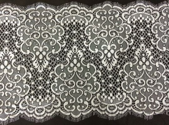 Aparamento preto Scalloped nylon do laço da pestana para o vestuário decorativo
