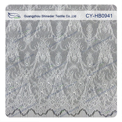 Tela elástica do laço do Spandex & do nylon com teste padrão de flor pequeno elíptico