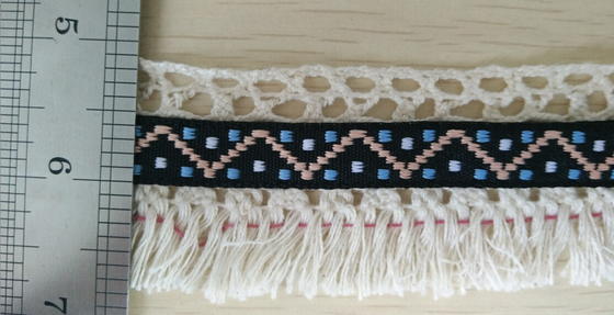 Mistura decorativa da fita da guarnição do laço do algodão da roupa do vestuário com borla
