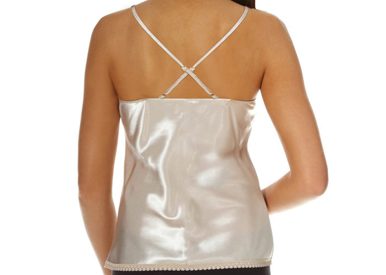 A princesa Puro Branco Elegante Senhora desliza o Camisole do decote em V com guarnição do laço