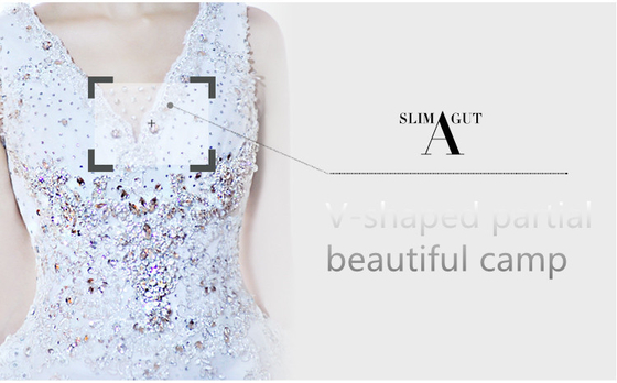 Vestidos de casamento frisados luxuosos do cristal de rocha, vestidos de casamento inchado do tule das mulheres