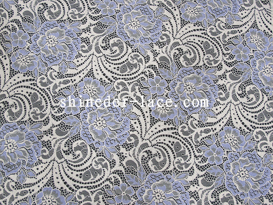 Projeto grande da flor do algodão do laço da tela de rayon de nylon roxo e branco da luz - para a forma SYD-0183