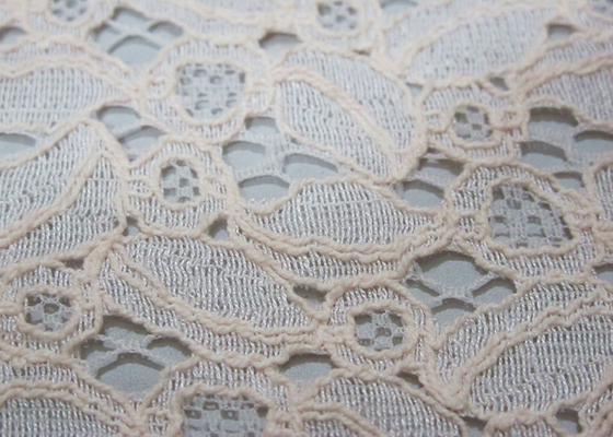 Tela de nylon do laço do algodão do marfim para vestidos