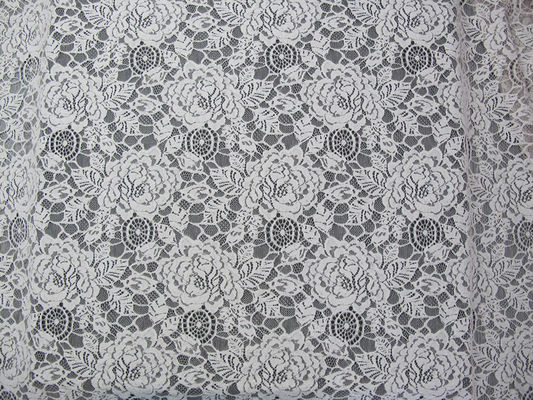 Branco de nylon da tela do laço da flor do algodão amigável de Eco para o ODM do OEM da blusa