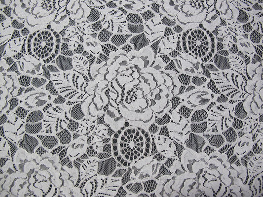 Branco de nylon da tela do laço da flor do algodão amigável de Eco para o ODM do OEM da blusa