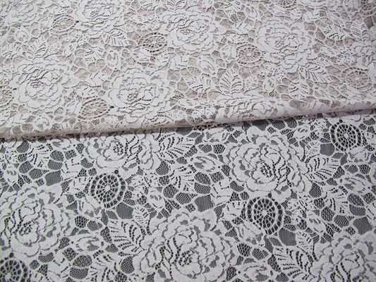 Branco de nylon da tela do laço da flor do algodão amigável de Eco para o ODM do OEM da blusa